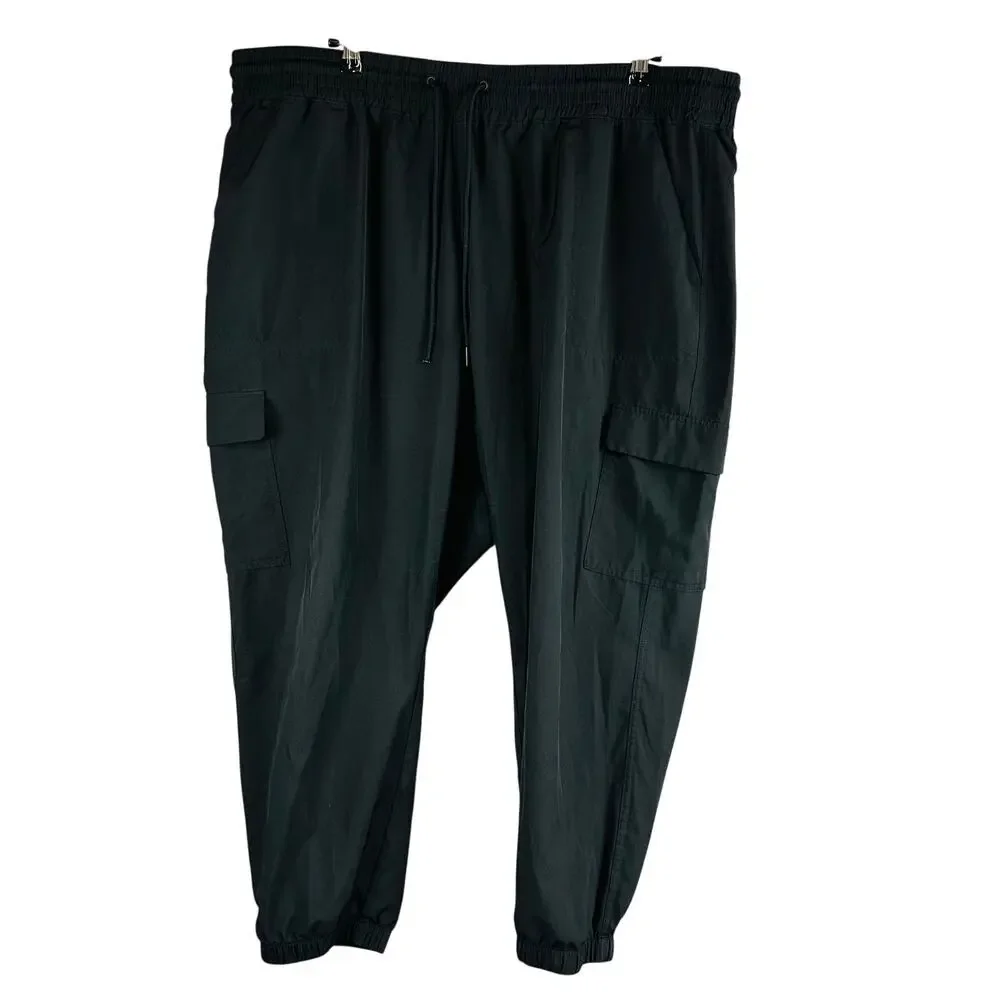 Old Navy Womans XXL Pants Stretch Tech Pull On Black Jogger Taper Leg - Picture 1 of 8